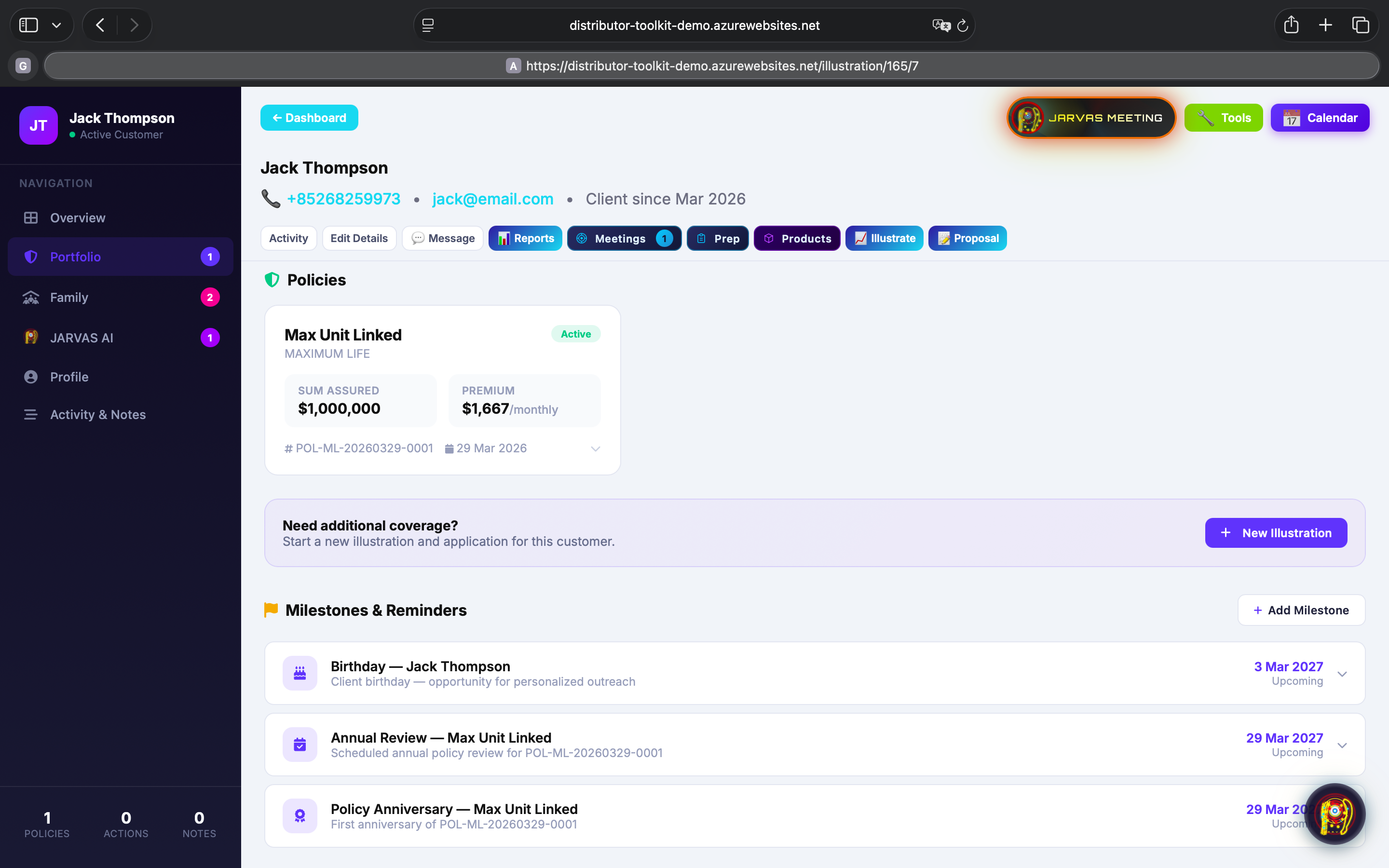 Customer Holdings 360 — complete post-sale portfolio — view 6